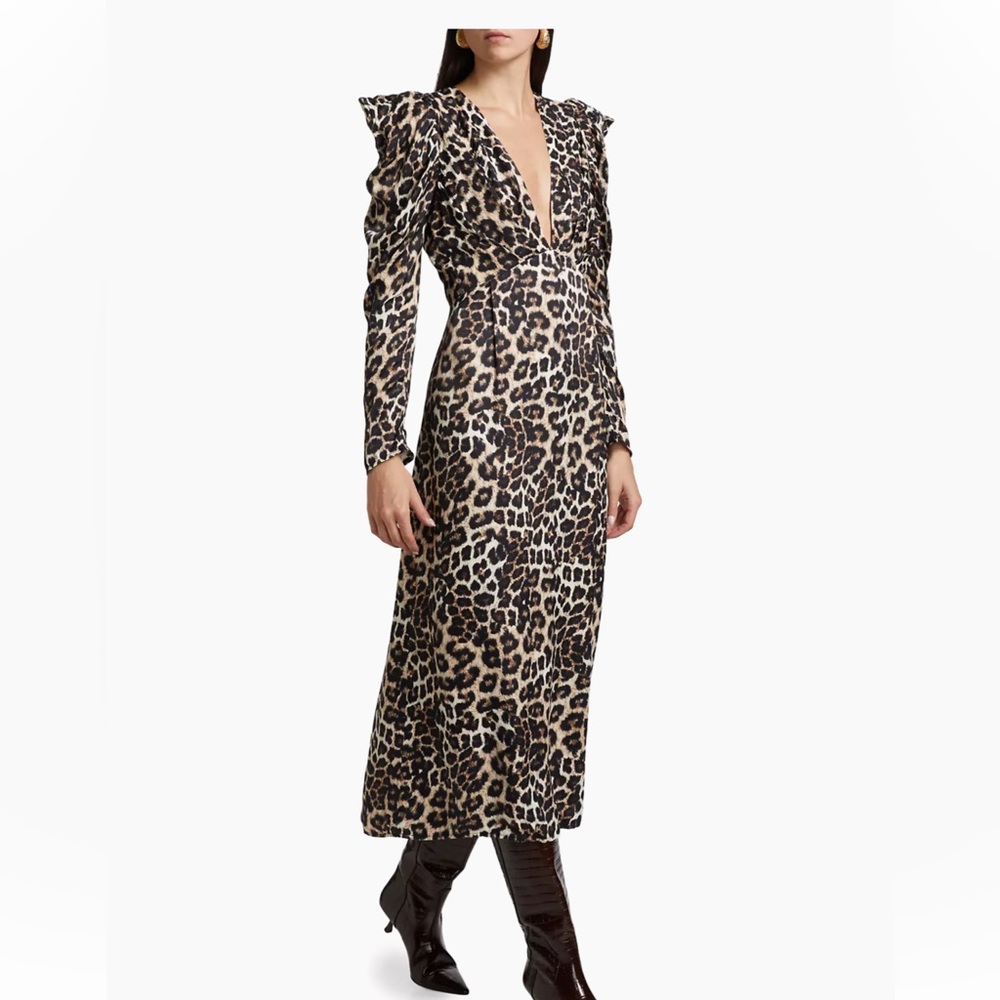 Farm Rio Leopard Print Long Sleeve Dress‎ - Picture 2 of 8